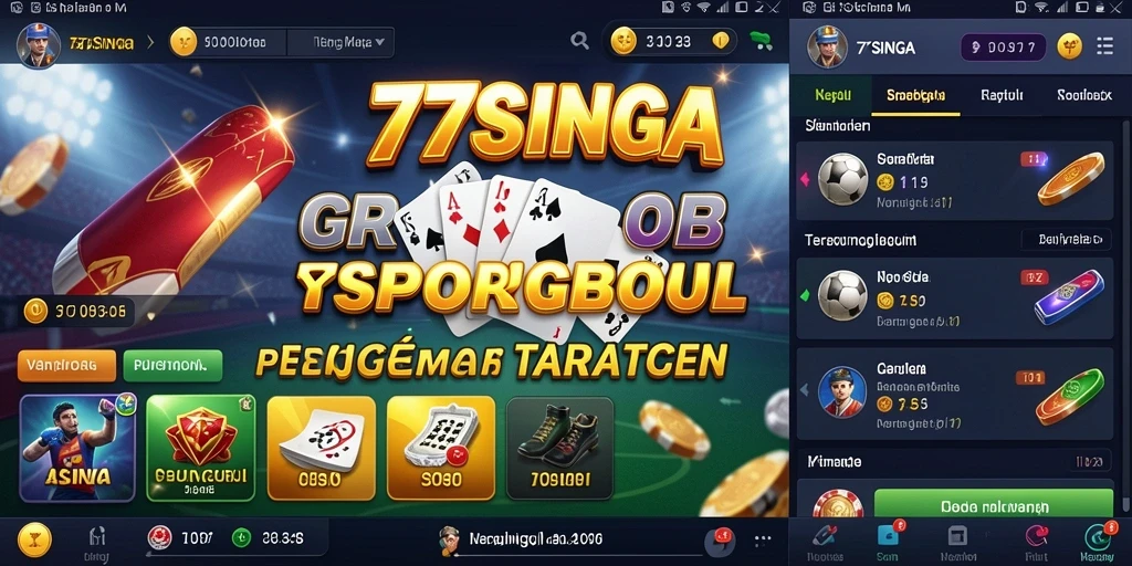 Tampilan menarik aplikasi 77SINGA dengan fitur taruhan olahraga.