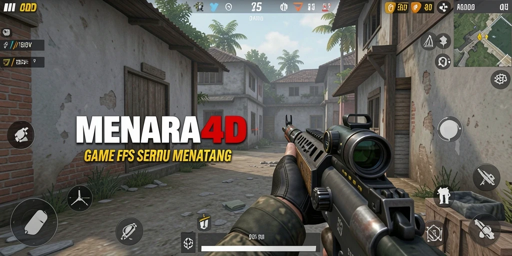 Screenshot MENARA4D menunjukkan aksi pertempuran yang intens dan mendebarkan.